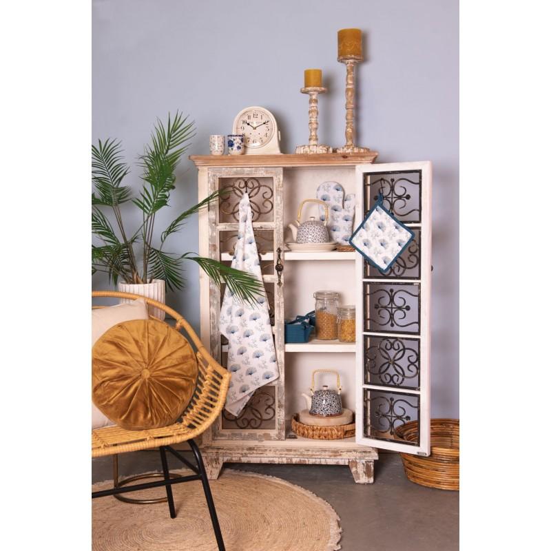 Clayre & Eef 6CEMU0008 Mok 100 Ml Blauw Porselein Bloemen Rond Theemok