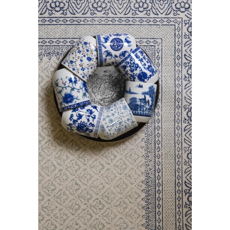 Clayre & Eef 6CEMU0012 Mok 100 Ml Blauw Porselein Bloemen Rond Theemok