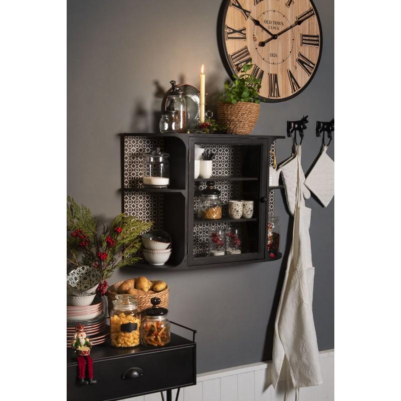 Clayre & Eef 6CEMU0081 Mok 100 Ml Wit Zwart Porselein Bloemen Rond Theemok