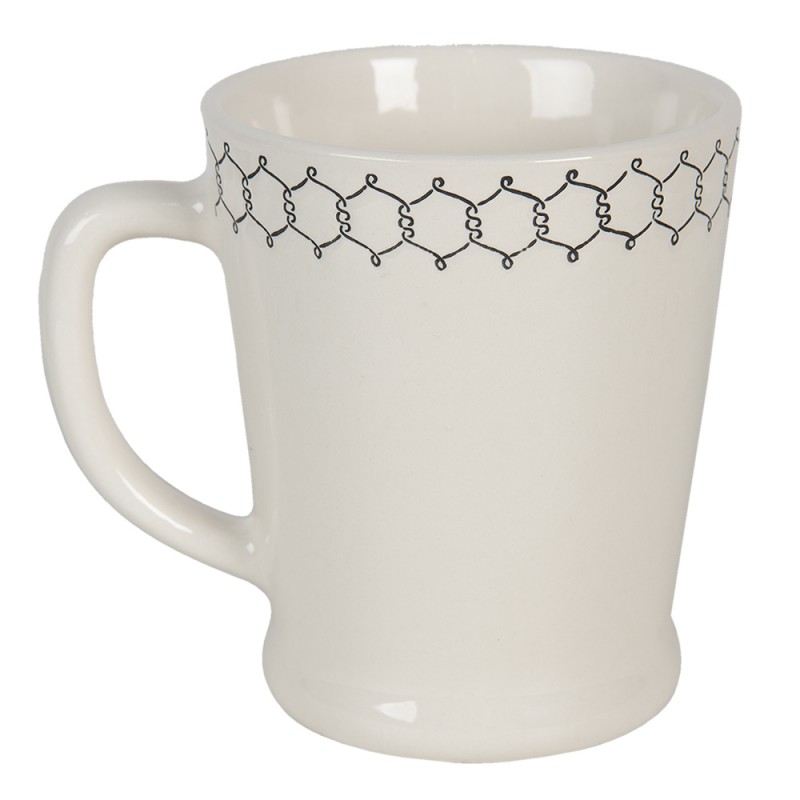 Clayre & Eef 6CEMU0095 Mok 300 Ml Beige Zwart Keramiek Varken Rond Theemok