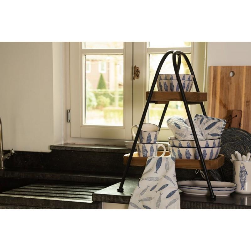 Clayre & Eef 6CEMU0097 Mok 300 Ml Beige Keramiek Vissen Rond Theemok