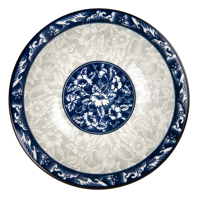 Clayre & Eef 6CEPS0001 Schaal Ø 21x5 Cm Wit Blauw Keramiek