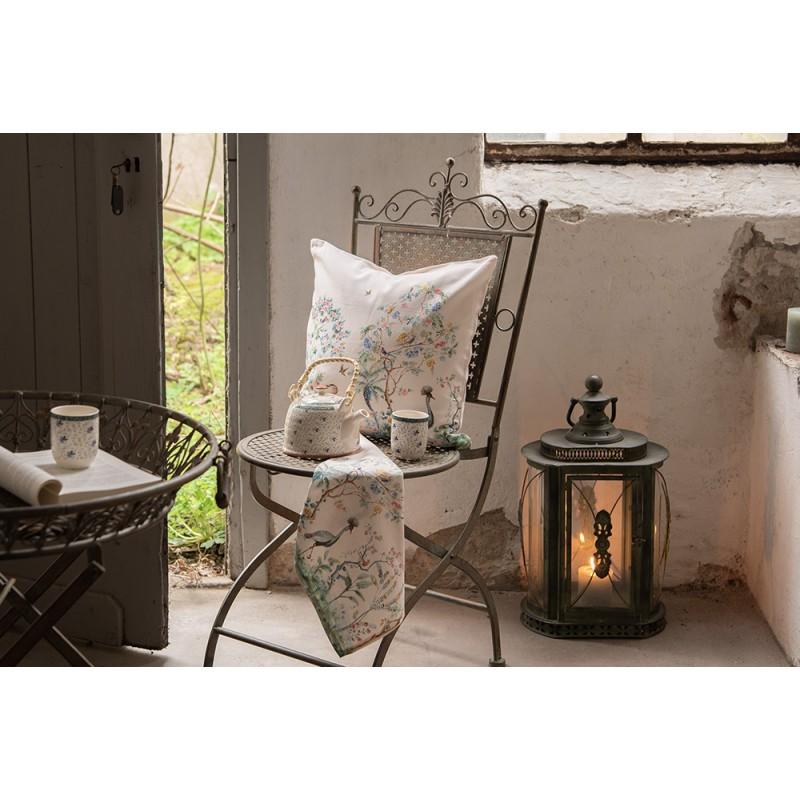 Clayre & Eef 6CETE0046 Theepot Met Filter 700 Ml Blauw Keramiek Bloemen Rond Theekan