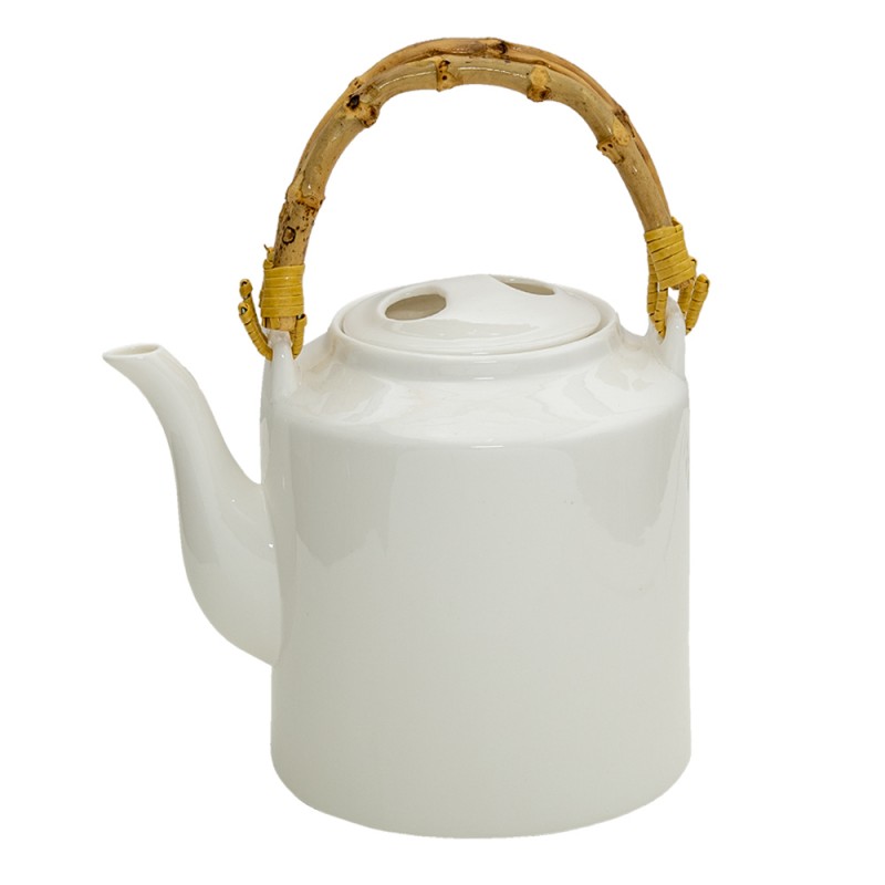clayre & eef 6CETE0096 Theepot 1500 ml Wit Porselein Rond Theekan