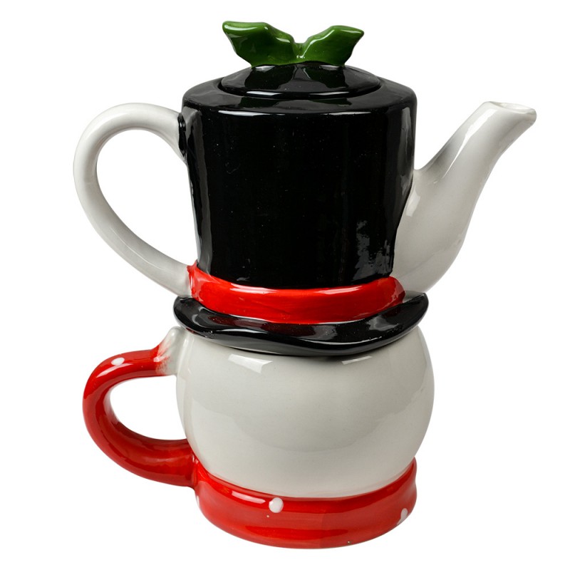 Clayre & Eef 6CETEFO0002 Tea For One Sneeuwpop 525 Ml Wit Keramiek