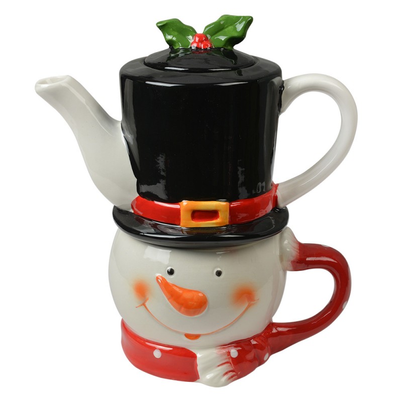 clayre & eef 6CETEFO0002 Tea for One Sneeuwpop 525 ml Wit Keramiek