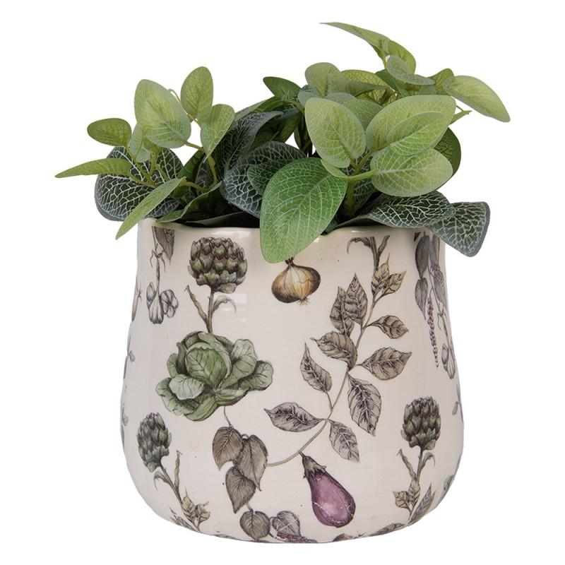 Clayre & Eef 6CETKG0001L Bloempot Ø 21x19 Cm Beige Keramiek Groenten