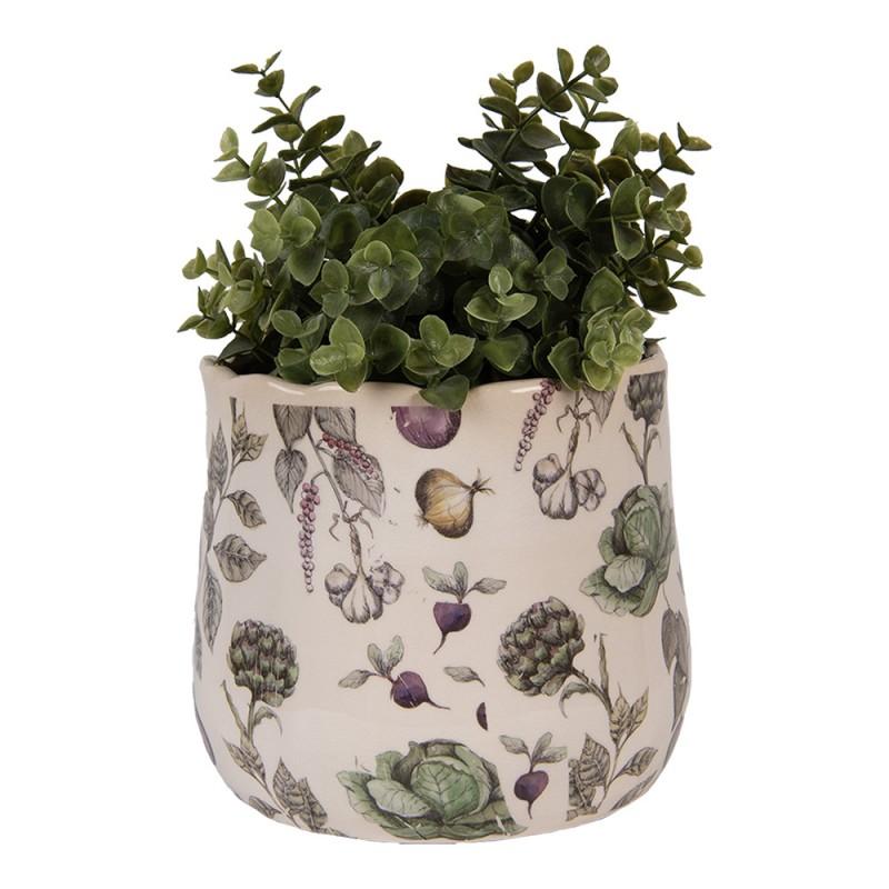 Clayre & Eef 6CETKG0001M Bloempot Ø 18x16 Cm Beige Keramiek Groenten