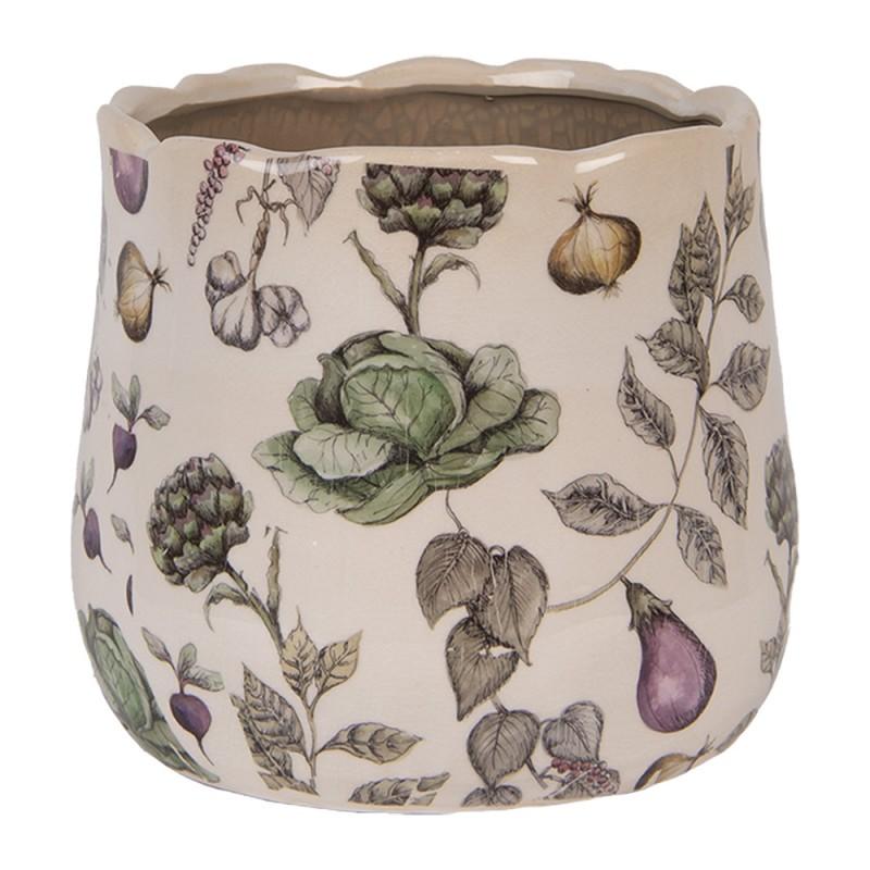 Clayre & Eef 6CETKG0001M Bloempot Ø 18x16 Cm Beige Keramiek Groenten