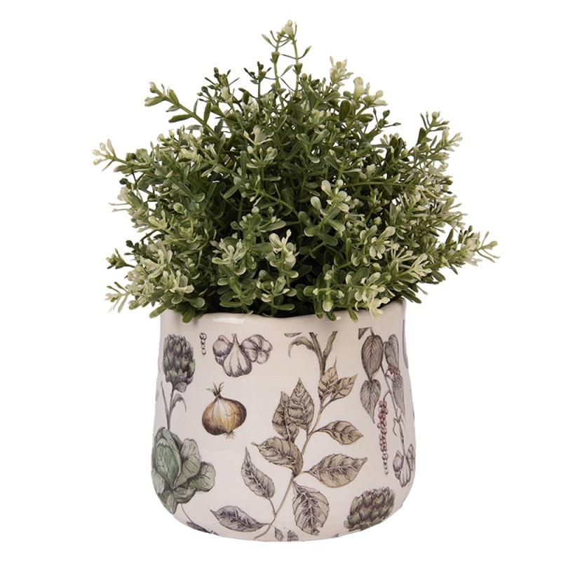 Clayre & Eef 6CETKG0001S Bloempot Ø 14x12 Cm Beige Keramiek Groenten