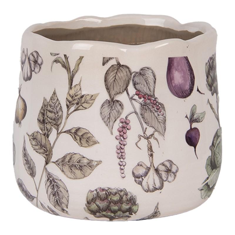 Clayre & Eef 6CETKG0001S Bloempot Ø 14x12 Cm Beige Keramiek Groenten