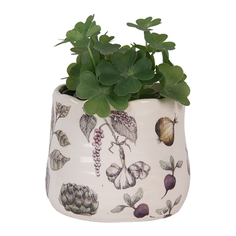 Clayre & Eef 6CETKG0001XS Bloempot Ø 11x10 Cm Beige Keramiek Groenten