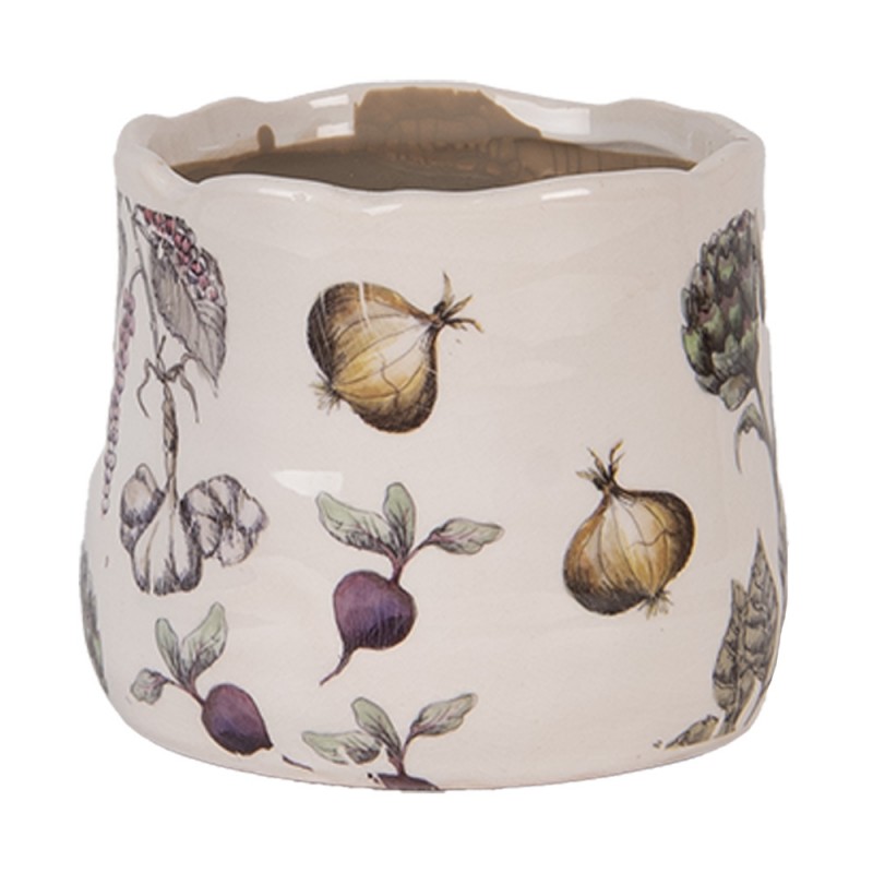 Clayre & Eef 6CETKG0001XS Bloempot Ø 11x10 Cm Beige Keramiek Groenten