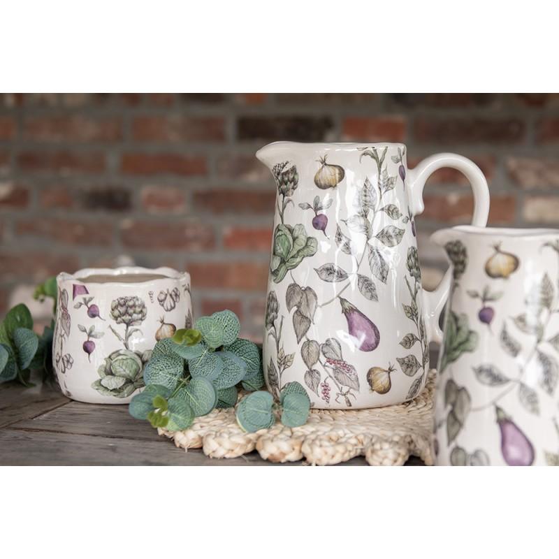 Clayre & Eef 6CETKG0001XS Bloempot Ø 11x10 Cm Beige Keramiek Groenten