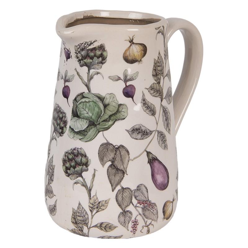 Clayre & Eef 6CETKG0002L Decoratie Kan 21x15x23 Cm Beige Keramiek Groenten