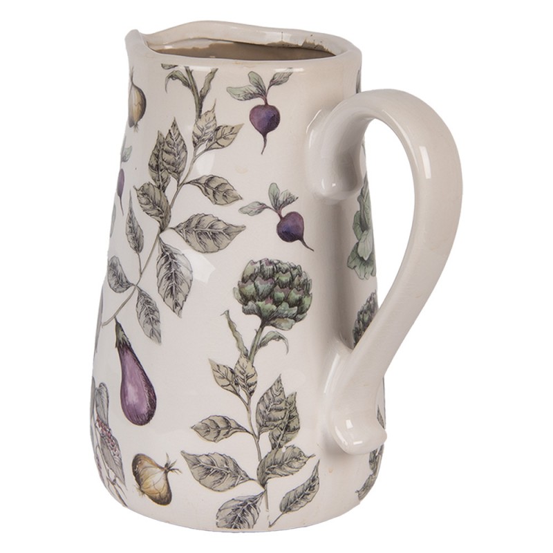 Clayre & Eef 6CETKG0002L Decoratie Kan 21x15x23 Cm Beige Keramiek Groenten