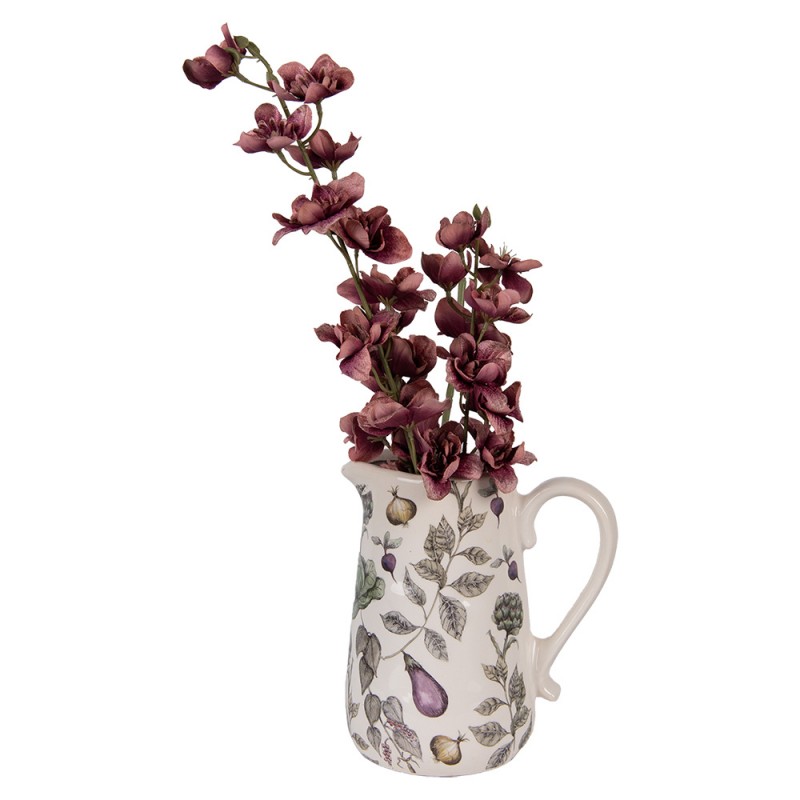 Clayre & Eef 6CETKG0002L Decoratie Kan 21x15x23 Cm Beige Keramiek Groenten