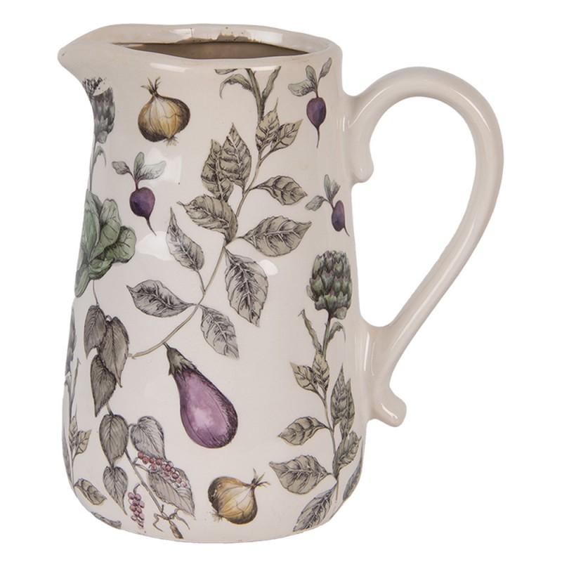 Clayre & Eef 6CETKG0002L Decoratie Kan 21x15x23 Cm Beige Keramiek Groenten