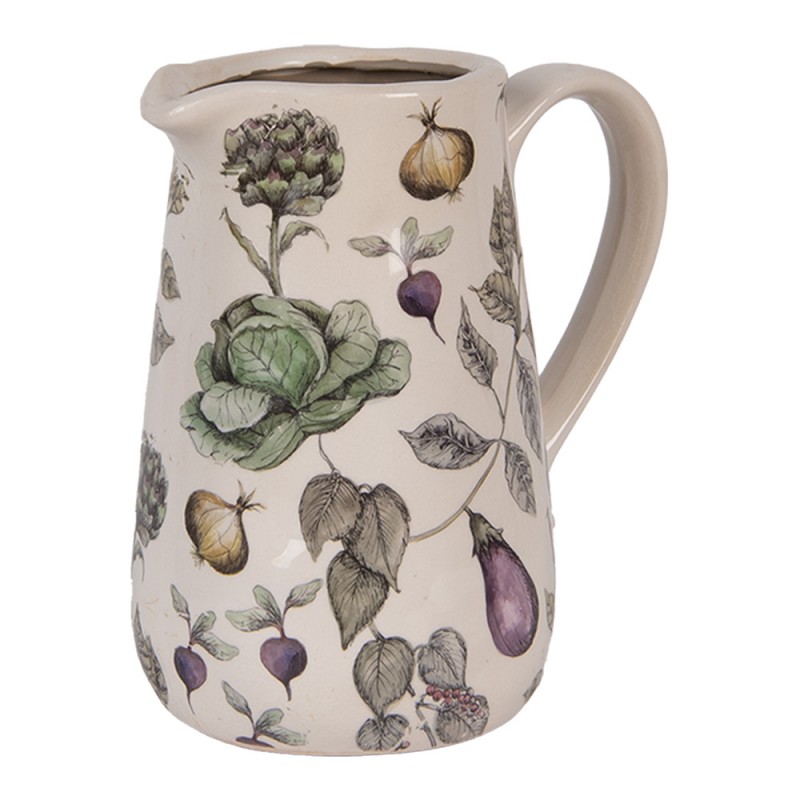 Clayre & Eef 6CETKG0002M Decoratie Kan 16x12x18 Cm Beige Keramiek Groenten