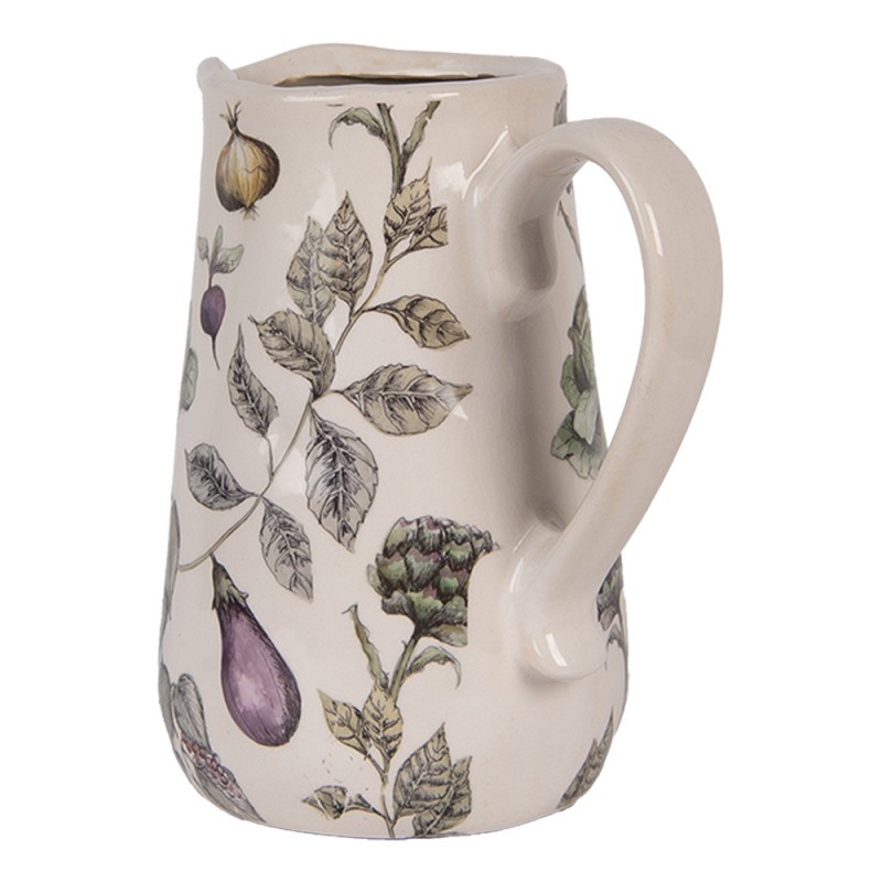 Clayre & Eef 6CETKG0002M Decoratie Kan 16x12x18 Cm Beige Keramiek Groenten