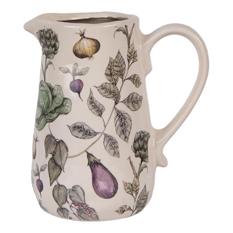 clayre & eef 6CETKG0002M Decoratie Kan 16x12x18 cm Beige Keramiek Groenten