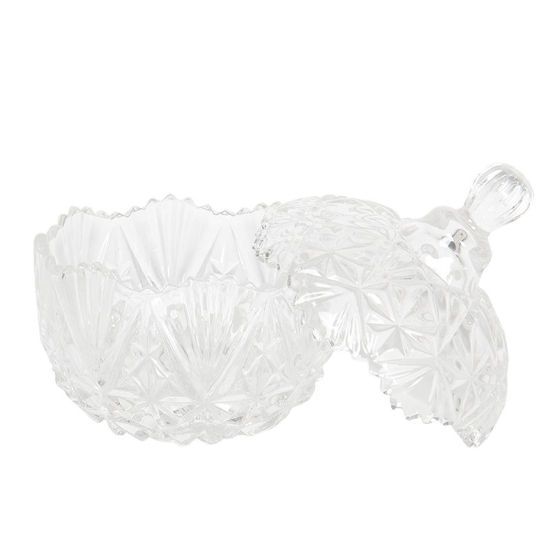 Clayre & Eef 6GL0548 Glazen Potje Ø 10 Cm Glas Rond Potje