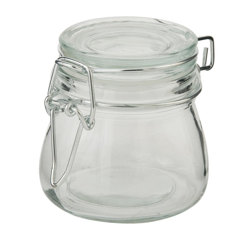 clayre & eef 6GL0612 Voorraadpot Ø 9x7 cm Glas Rond Voorraadbus