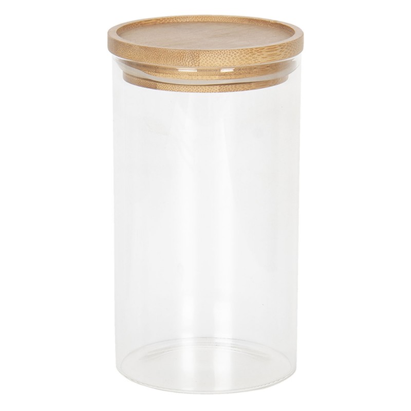 clayre & eef 6GL2419L Voorraadpot Ø 8x15 cm Glas Rond Voorraadbus