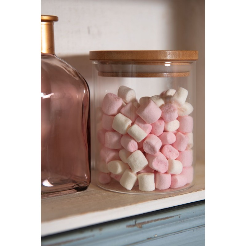 Clayre & Eef 6GL2419S Voorraadpot Ø 8x10 Cm Glas Rond Voorraadbus