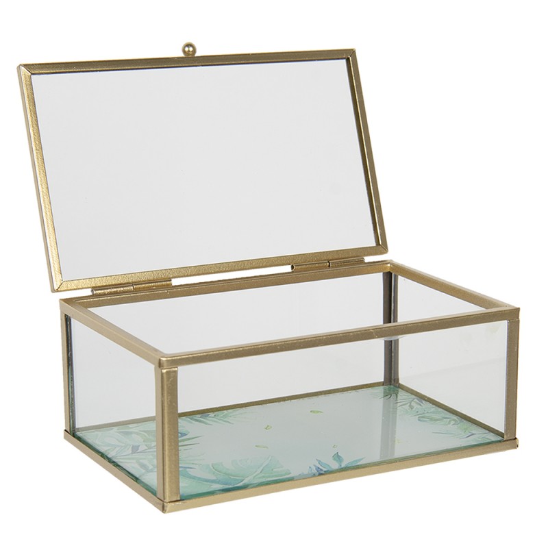 Clayre & Eef 6GL3013XS Sieradendoos 14x8x6 Cm Glas Rechthoek Juwelendoos