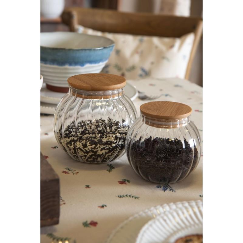 Clayre & Eef 6GL3375L Voorraadpot Ø 13x14 Cm Glas Rond Voorraadbus