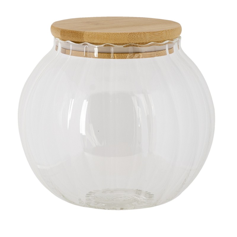 clayre & eef 6GL3375L Voorraadpot Ø 13x14 cm Glas Rond Voorraadbus