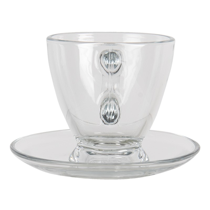 Clayre & Eef 6GL3418 Kop En Schotel 85 Ml Glas Servies