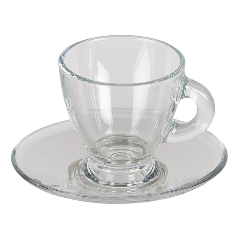 Clayre & Eef 6GL3418 Kop En Schotel 85 Ml Glas Servies
