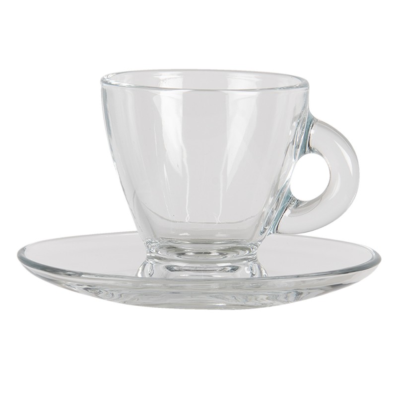 clayre & eef 6GL3418 Kop en Schotel 85 ml Glas Servies