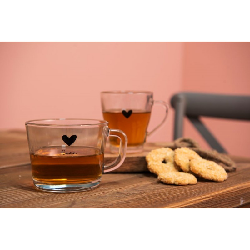 Clayre & Eef 6GL3519 Theeglas 450 Ml Glas Hart Theemok