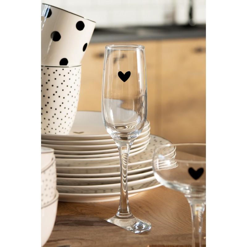 Clayre & Eef 6GL3524 Champagneglas 200 Ml Glas Hart Wijnglas