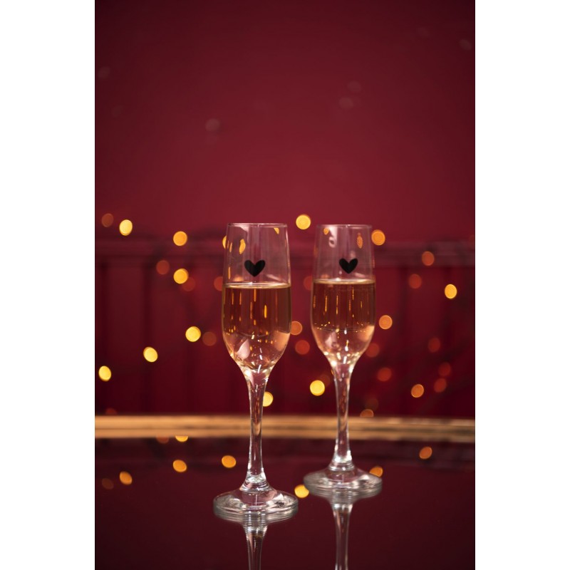 Clayre & Eef 6GL3524 Champagneglas 200 Ml Glas Hart Wijnglas