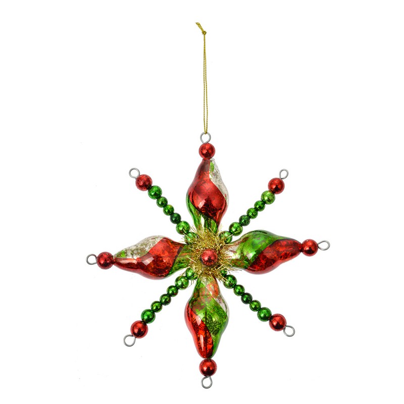 Clayre & Eef 6GL4705 Kersthanger Ø 16x3 Cm Groen Glas