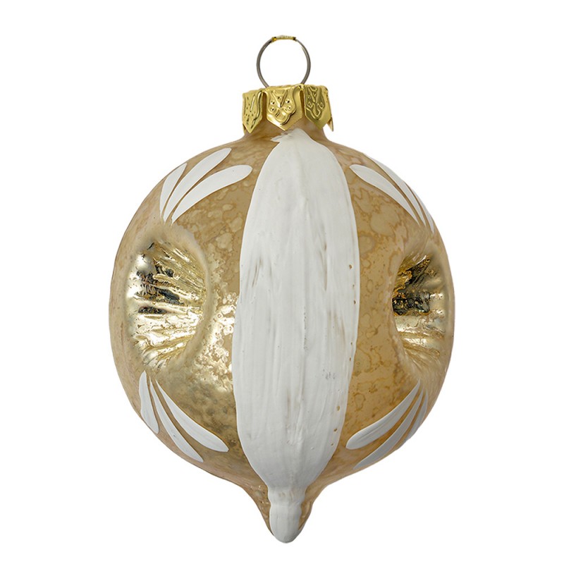 Clayre & Eef 6GL4708 Kerstbal Ø 5x7 Cm Grijs Wit Glas