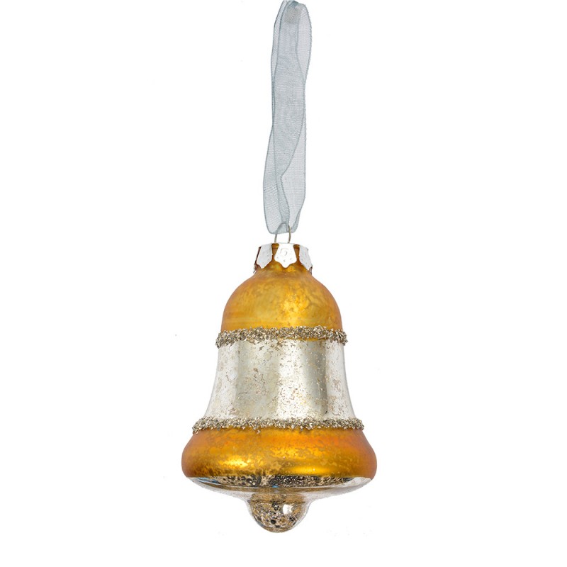 Clayre & Eef 6GL4710Y Kersthanger Ø 5x9 Cm Goudkleurig Glas