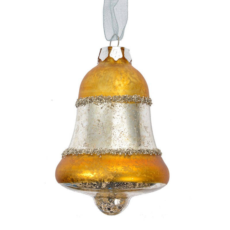 clayre & eef 6GL4710Y Kersthanger Ø 5x9 cm Goudkleurig Glas