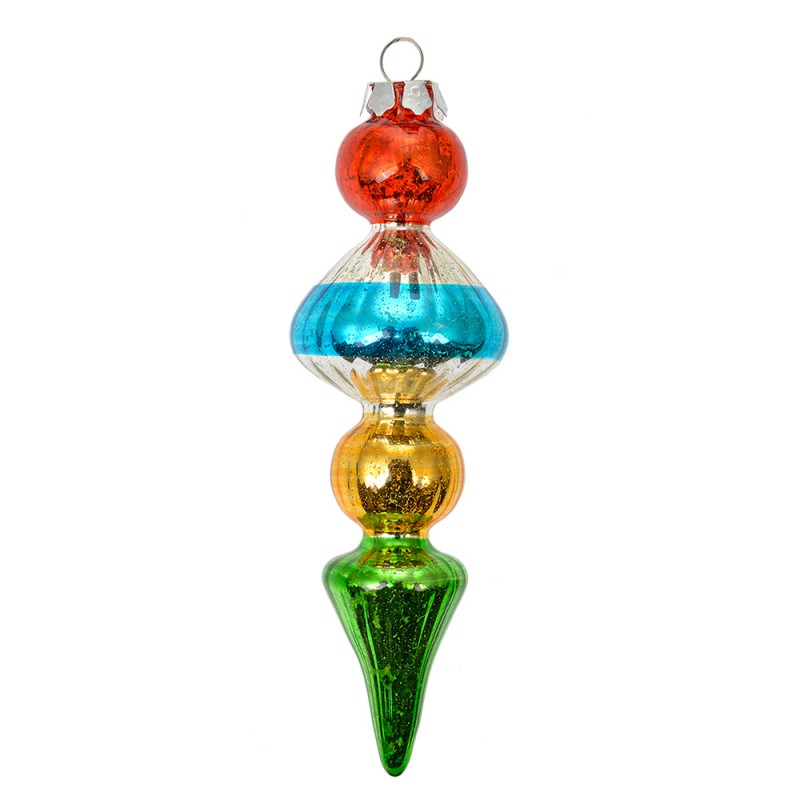 clayre & eef 6GL4713 Kersthanger Ø 5x16 cm Meerkleurig Glas