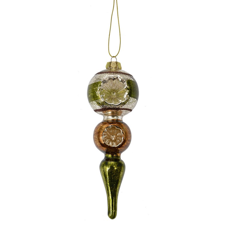 Clayre & Eef 6GL4715 Kersthanger Ø 6x17 Cm Groen Glas