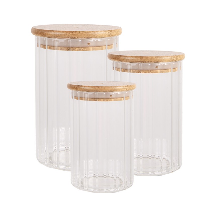 Clayre & Eef 6GL4719S Voorraadpot Ø 7x10 Cm Transparant Glas