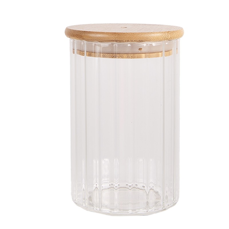 clayre & eef 6GL4719S Voorraadpot Ø 7x10 cm Transparant Glas