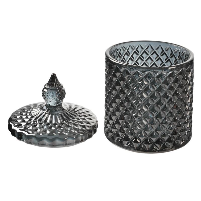 Clayre & Eef 6GL4722 Glazen Potje Ø 9x14 Cm Grijs Glas