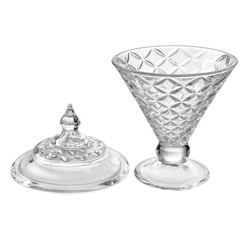 Clayre & Eef 6GL4728 Glazen Potje Ø 12x19 Cm Transparant Glas