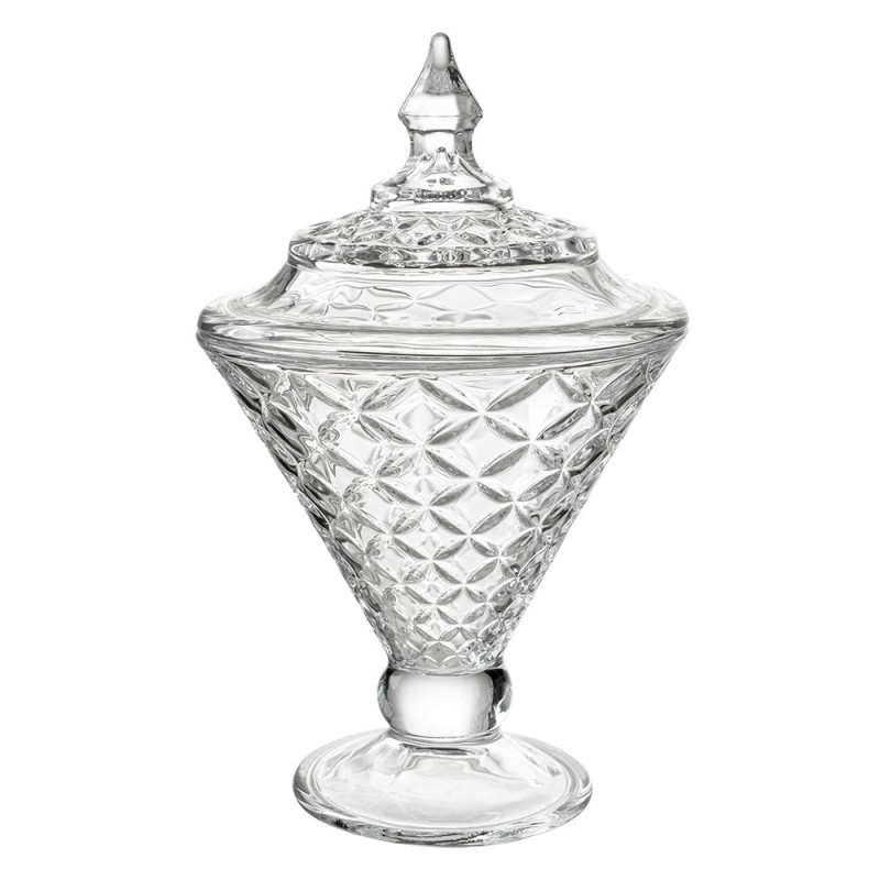 clayre & eef 6GL4728 Glazen potje Ø 12x19 cm Transparant Glas