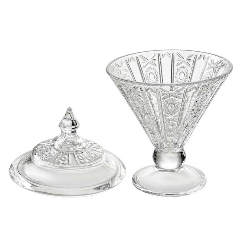 Clayre & Eef 6GL4729 Glazen Potje Ø 12x19 Cm Transparant Glas